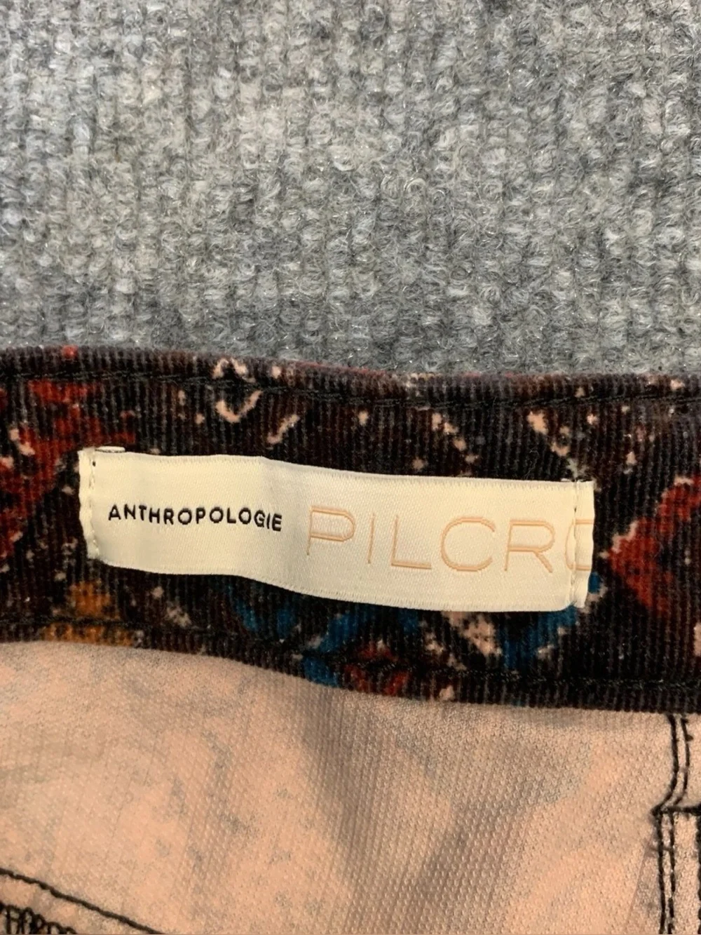 Anthropologie Pilcro Rust Tribal Corduroy Hi Rise Skinny Button Pants Sz 29